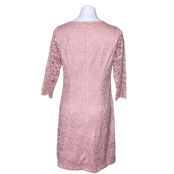 Jessica Howard Womens Pink Lace Shift Dress 3/4 Sleeve Size 10 - Picture 6 of 10